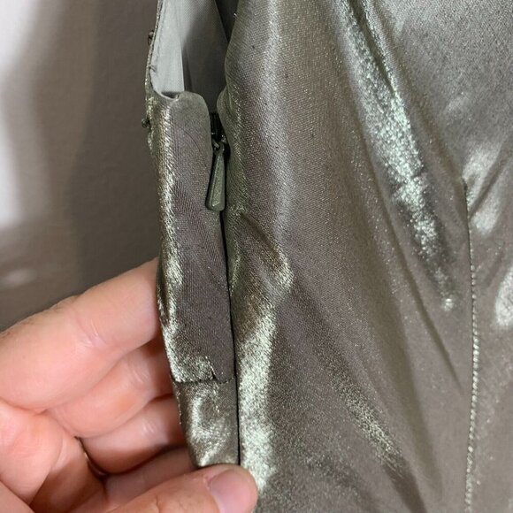 Alex Evenings Green Beaded Sequin Size 8 Jacketed Dress 2 Pc Sleeveless V neck - Picture 12 of 13